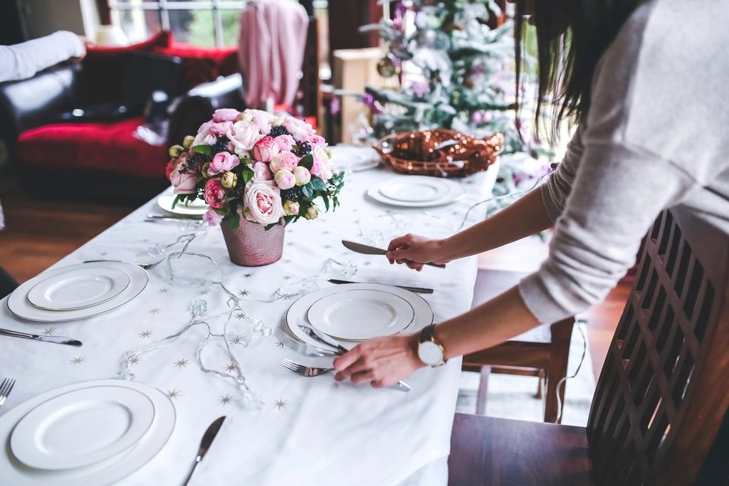 The dining room, laid for service